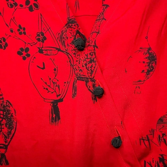 Soft Surroundings Asian Pagoda Tunic Top Size Petite Small Red Lantern Blouse - Picture 6 of 10